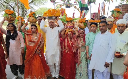 हिसामडा कलश यात्रा में उमडा जनसैलाव, कथा का शुभारम्भ