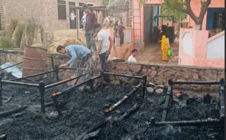 गैस रिसाव से लगी भीषण आग से घर और छप्परपोश में लगी आग; लाखों का सामान जला, 3 भैंसें झुलसीं