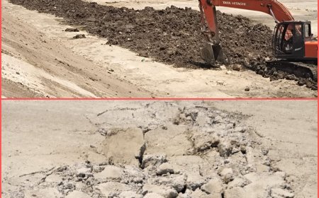 ठेकेदार की मनमर्जी से हो रहा निर्माण कार्य मौके पर नहीं रहते कोई अधिकारी; नहर की खोदी गई काली मिट्टी पर चला रोलर उसी पर चल रहा कंक्रीट घटिया निर्माण कार्य