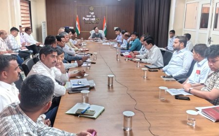 जिला कलेक्टर की साप्ताहिक समीक्षा बैठक: संपर्क पोर्टल के प्रकरणों का त्वरित निस्तारण और 'हीट वेव' से बचाव की तैयारियों पर जोर