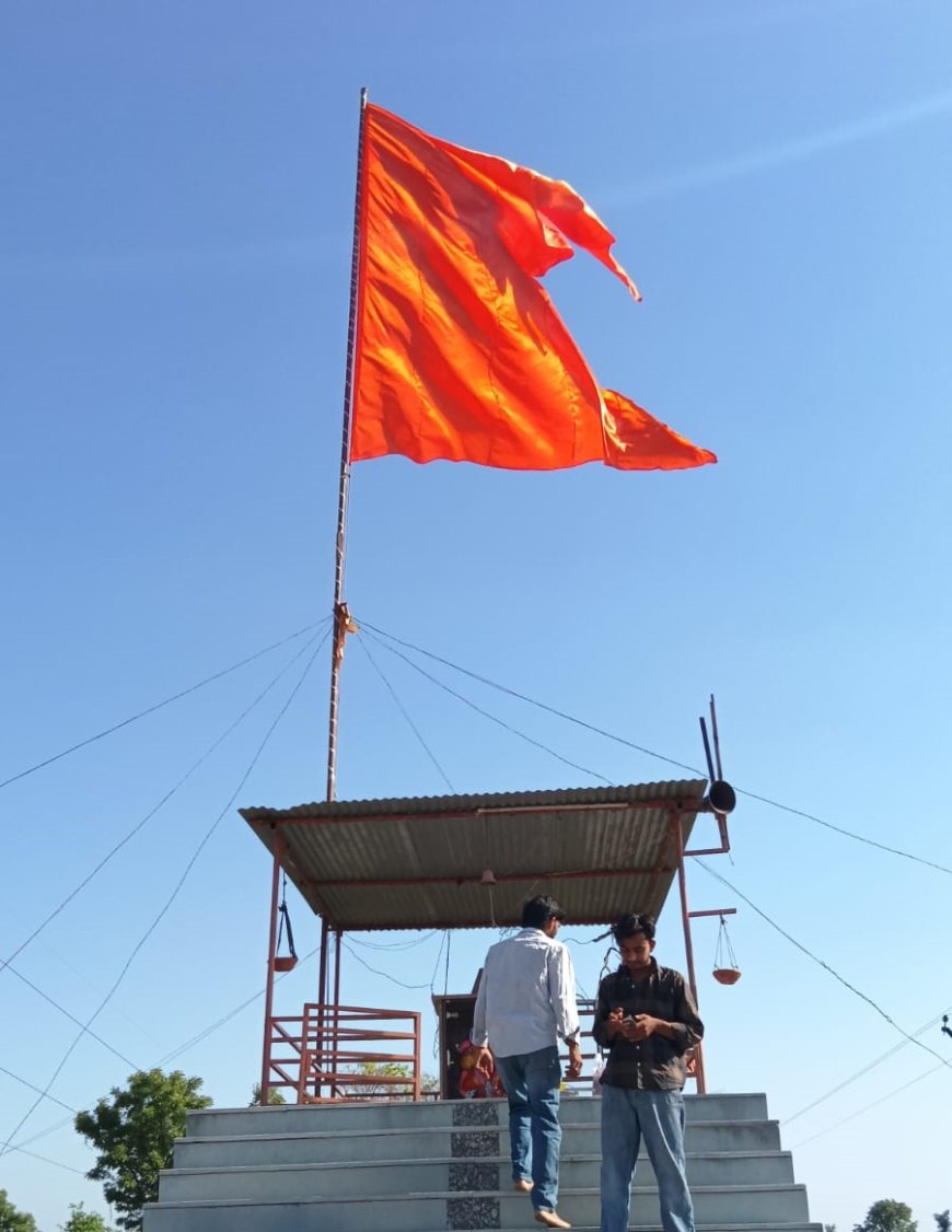 पुर कुम्हारिया खेड़ा में हनुमान जन्मोत्सव धूमधाम से मनाया 15×15 फीट का भव्य ध्वज फहराया, खीर का भोग लगाकर प्रसाद वितरण