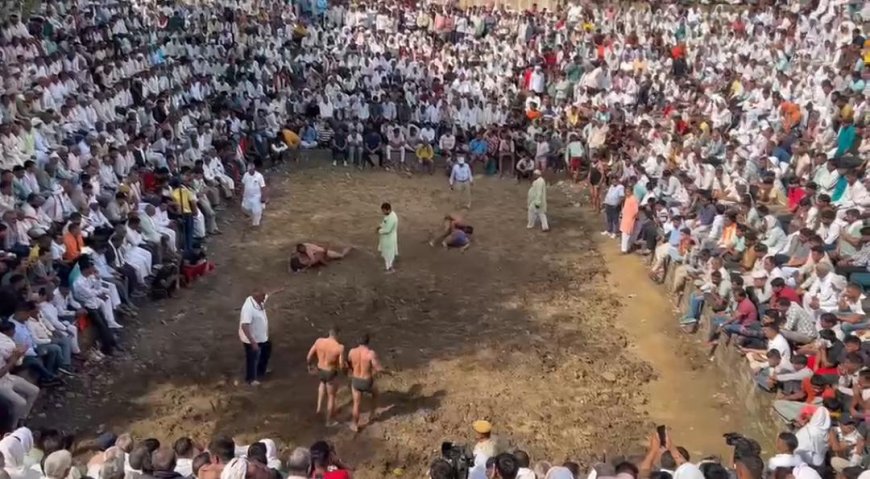 भूमिया बाबा मेला में पहलवानों ने दिखाए दावपेच