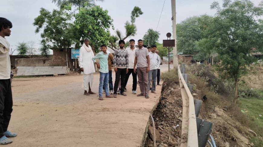 खेड़ली-भनोखर मार्ग के सालवाड़ी मोड़ की स्थिति गंभीर, रोज गुजरते सैकड़ों वाहन; चेतावनी बोर्ड तक सीमित प्रशासन