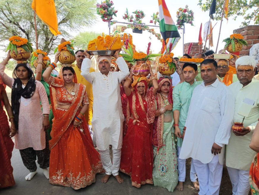 हिसामडा कलश यात्रा में उमडा जनसैलाव, कथा का शुभारम्भ