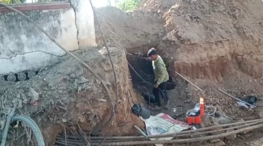 तखतगढ़ में नाला खुदाई के दौरान ठेकेदारों की खोर लापरवाही आई सामने, सरकारी संपत्ति को भारी नुक्सान