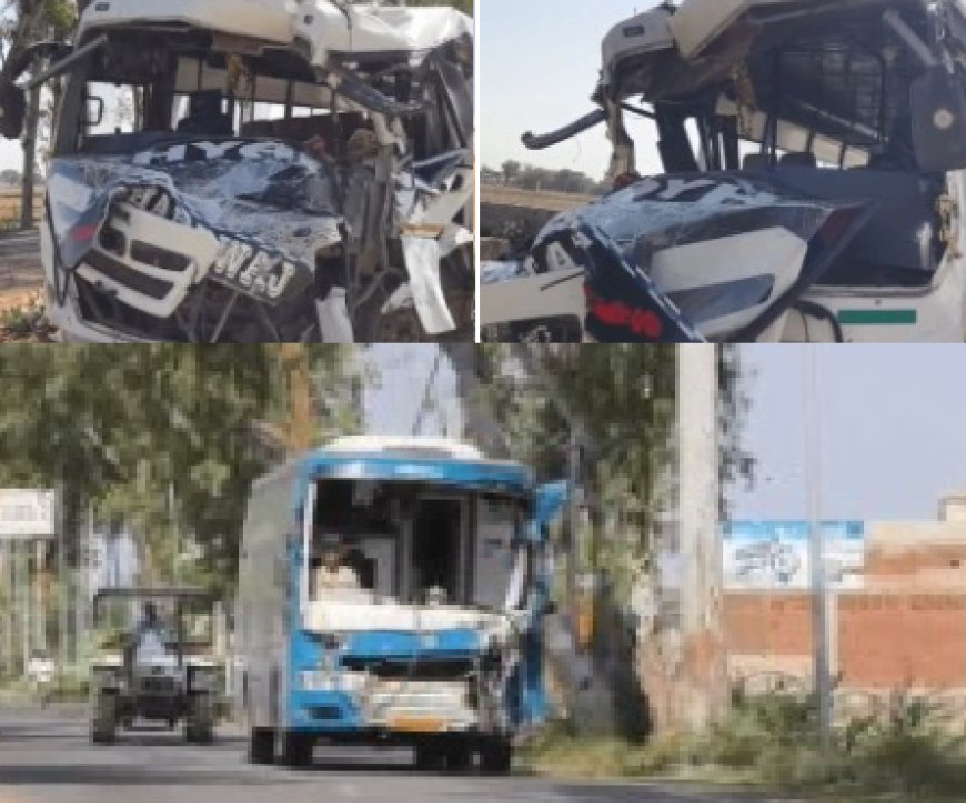 नगर-अलवर मार्ग पर ओवरटेक के प्रयास में दो बसों में आमने-सामने भिड़ंत, हादसे में 6 यात्री घायल, 2 गंभीर