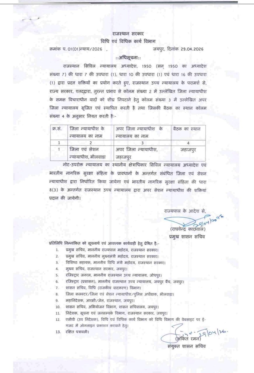 जहाजपुर में स्थायी अपर जिला न्यायालय की स्थापना, विधायक गोपीचंद मीणा के प्रयास रंग लाए