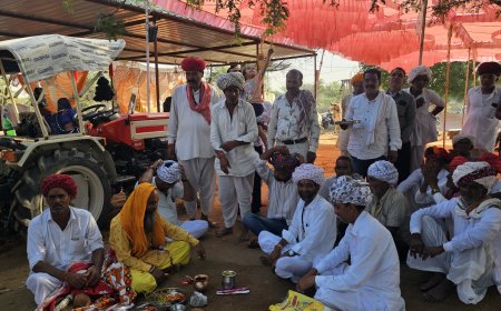 बाड़िया खुर्द में खेजड़ा भैरुनाथ के स्थान पर पीपली के श्याम मंदिर का निर्माण शुरू, 101 लीटर दूध से हुआ नींव पूजन