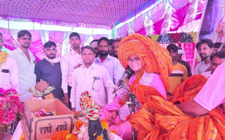दाँतवाड़ धाम के निकट ढहरींन गांव में चल रही कथा में कृष्ण-सुदामा की मित्रता का मार्मिक वर्णन;  600 मीटर लंबे साफे से हुआ साध्वी प्रेमलता का स्वागत