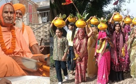 नगला हरसुख में भव्य कलश यात्रा के साथ श्रीमद्भागवत कथा का शुभारम्भ; गोला वाले हनुमान मंदिर पर उमड़ा आस्था का जनसैलाब