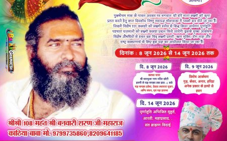 भीलवाड़ा की पावन धरा पर पहली बार 8 जून से होगा भव्य 'विष्णु लक्ष्मी महायज्ञ'; हनुमान टेकरी स्थित काठियाबाबा आश्रम में तैयारियां शुरू