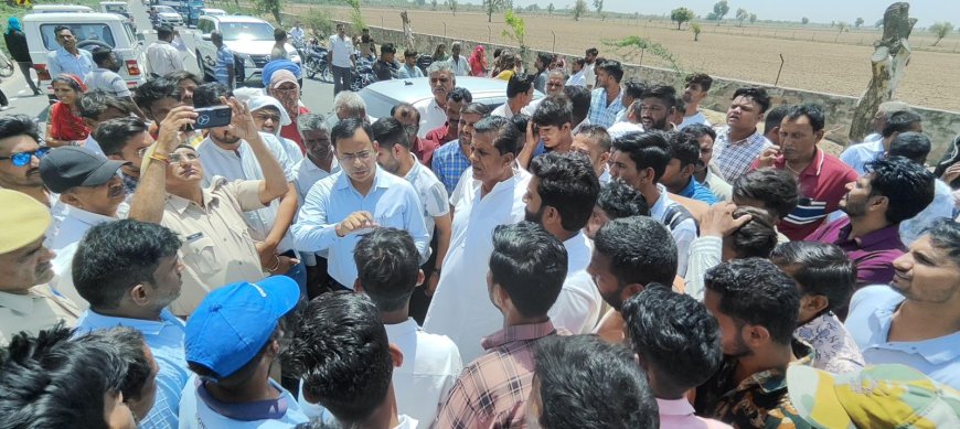 स्टेट हाईवे की खामियों के खिलाफ गिरादड़ा में ग्रामीणों का धरना; हरिशंकर मेवाड़ा के दखल के बाद 2 दिन में समाधान का आश्वासन
