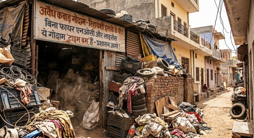 खैरथल के रिहायशी इलाकों में अवैध कबाड़ गोदाम बने 'टाइम बम', बिना फायर एनओसी के हो रहा संचालन