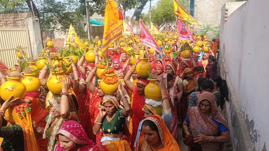 रामगढ़ में श्रद्धा का सैलाब: 1100 महिलाओं ने उठाये कलश, रथ पर सवार होकर नगर भ्रमण पर निकले बाबा श्याम