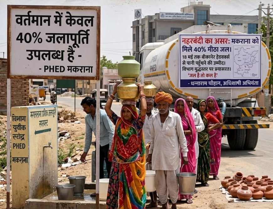 मकराना में गहराया जल संकट: नहरबंदी के कारण केवल 40 प्रतिशत हो रही जलापूर्ति, 18 मई के बाद सुधरेगी स्थिति