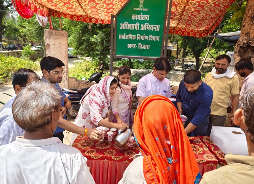 वंदे गंगा जल संरक्षण जन अभियान के तहत पीडब्ल्यूडी अधिकारियों ने लगाया शरबत वितरण शिविर