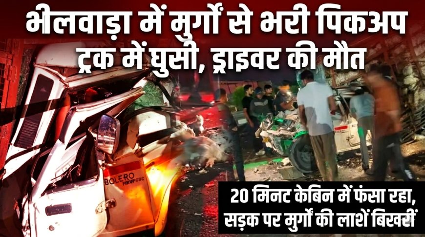 ट्रक में घुसी मुर्गों से भरी पिकअप, 20 मिनट तक केबिन में फंसा रहा चालक; मौत