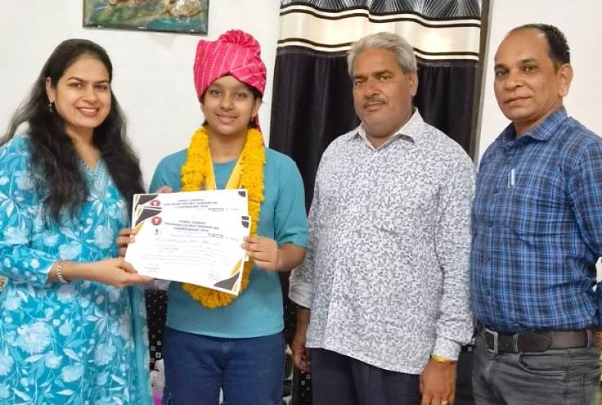 बैडमिंटन खिलाड़ी अक्षिता कच्छावा का माली महासभा ने किया सम्मान