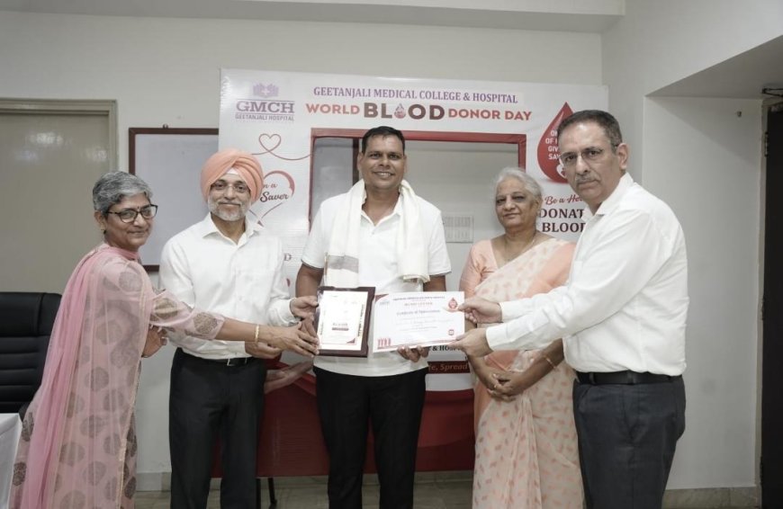 विश्व रक्तदाता दिवस पर सहयोग सेवार्थ फाउंडेशन भीलवाड़ा की अनूठी पहल को मिला सम्मान