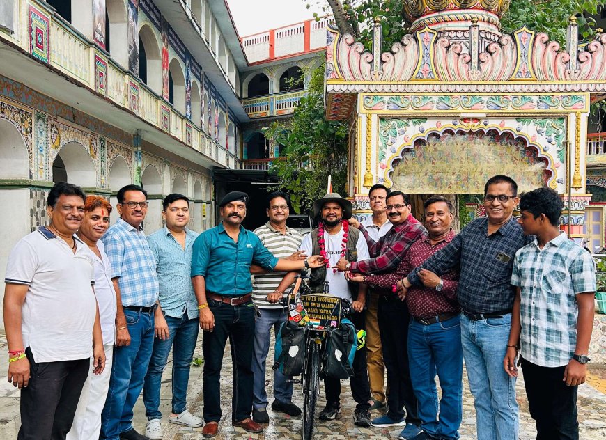 भारत भ्रमण पर निकले साइकिल यात्री का भीलवाड़ा साईकल क्लब ने किया स्वागत