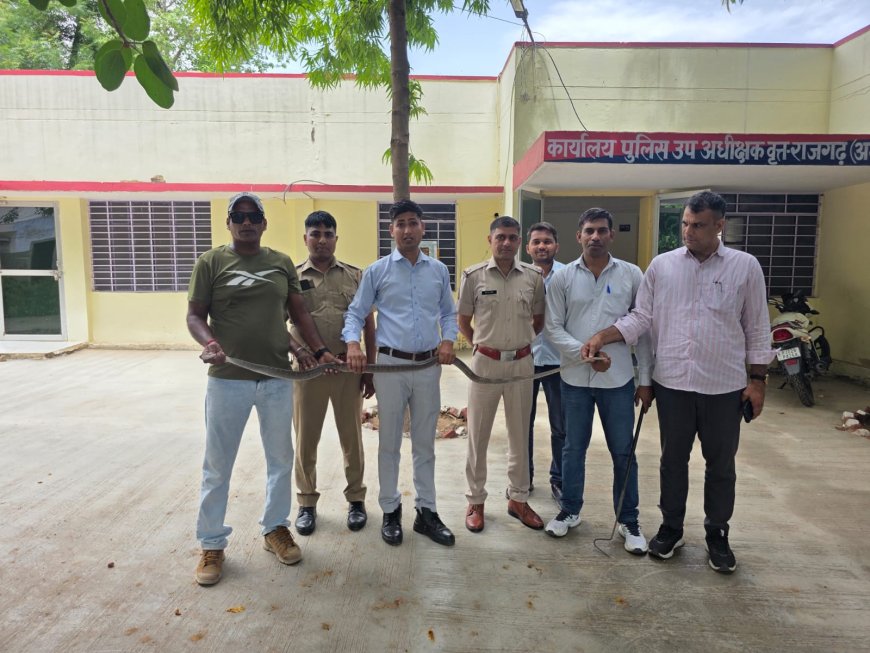 पुलिस उपाधीक्षक कार्यालय मे निकला नाग रेस्क्यू कर वाटिका मे छोडा