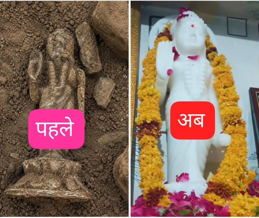 गौशाला के लिए खुदाई के दौरान निकली प्राचीन देवी प्रतिमा, क्षेत्र में खुशी का माहौल