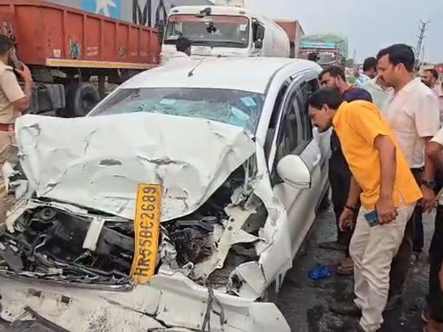 खाटू श्याम जी से लौट रहे परिवार की कार को ट्रक ने मारी टक्कर, दो बच्चों समेत 8 घायल
