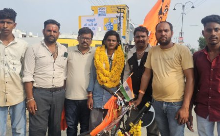 गौ माता को राष्ट्र माता घोषित कराने के संकल्प के साथ साइकिल से की 12 ज्योतिर्लिंग व चार धाम की यात्रा, भीलवाड़ा पहुंचने पर राहुल का भव्य स्वागत