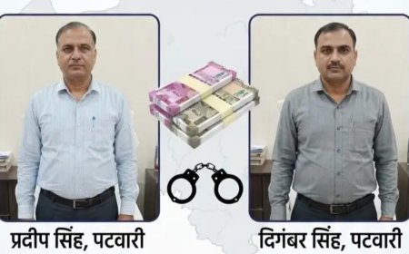 भरतपुर में भू प्रबंध विभाग  के प्रदीप सिंह पटवारी व दिगम्बर सिंह पटवारी को 30000 रूपये रिश्वत लेते हुए रंगे हाथ गिरफ्तार