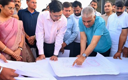 केंद्रीय मंत्री भूपेंद्र यादव ने बाबा मोहनराम के दर्शन कर प्रदेश की खुशहाली की कामना की, बीडा स्टेडियम का किया निरीक्षण
