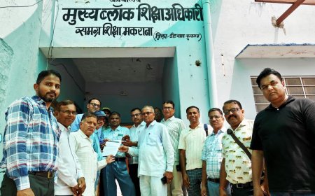 तबादलों के विरोध में शिक्षक संघ शेखावत ने मुख्यमंत्री के नाम सौंपा ज्ञापन