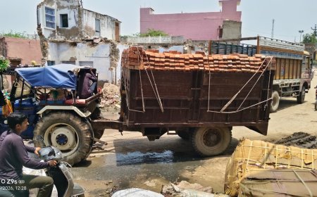 लक्ष्मणगढ़ की सड़कों पर दौड़ रहे ओवरलोडेड ईंटों से भरी ट्रैक्टर-ट्रॉलियां:बिना नंबर प्लेट धड़ल्ले से हो रहा कृषि ट्रैक्टरों का व्यावसायिक उपयोग