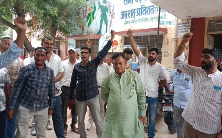 बीएलओ व प्रगणक कार्य से मुक्त करने की मांग, शिक्षकों ने किया प्रदर्शन ; उपखंड अधिकारी को सौंपा ज्ञापन