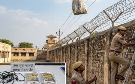 सुरक्षा व्यवस्था पर उठे सवाल: अलवर केंद्रीय कारागृह की दीवार पर तारों से लटकी मिली थैली, 5 कीपैड मोबाइल और बीड़ी-तंबाकू बरामद; एफआईआर दर्ज