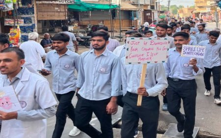 जैसलमेर में 'अंगदान जीवन संजीवनी अभियान': नर्सिंग-ANM छात्रों की भव्य रैली, 'अंगदान महादान' के नारों से गुंजा शहर