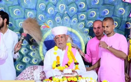 हजारों श्रद्धालुओं के साथ निकली भव्य संत शोभायात्रा, रामधाम खेड़ापा में चातुर्मास महोत्सव का शुभारंभ