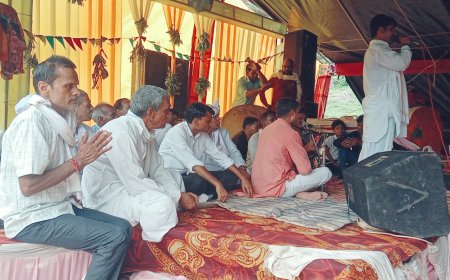 भागवत कथा समापन पर हुआ पद दंगल व भंडारे का आयोजन