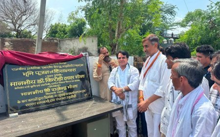 विधायक राजेंद्र मीणा ने पंच पटेलो के साथ प्राथमिक स्वास्थ्य केंद्र गहनोली की नवीन भवन का किया  भूमि पूजन