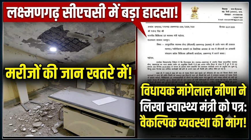 लक्ष्मणगढ़ सीएचसी में छत का प्लास्टर गिरने पर सियासत गरमाई, एनएसयूआई ने सरकार को घेरा; विधायक मांगेलाल मीणा ने स्वास्थ्य मंत्री और कलेक्टर को लिखा पत्र