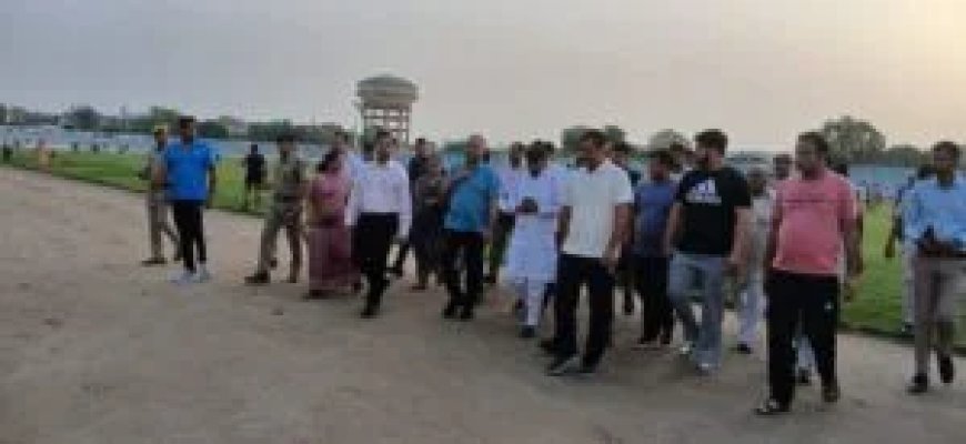 केंद्रीय मंत्री भूपेंद्र यादव ने किया भिवाड़ी स्टेडियम का निरीक्षण, मानसून में 10 हजार पौधे लगाने के निर्देश