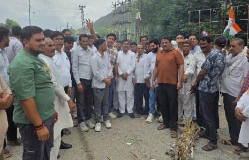 उदयपुरवाटी में कांग्रेसियों का केंद्र सरकार के खिलाफ जोरदार प्रदर्शन,PM का फूका पुतला, धर्मेंद्र प्रधान का मांगा इस्तीफा