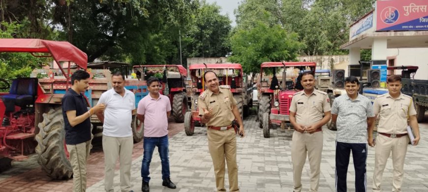 जहाजपुर पुलिस का बड़ा प्रहार; दो पुलिस जवानों की सटीक दबिश से 9 ट्रैक्टर-ट्रॉलियां जब्त, अवैध बजरी कारोबारियों में मचा हड़कंप