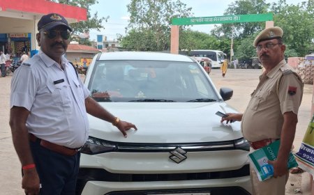 केंद्रीय बस स्टैंड महुवा पर ट्रैफिक पुलिस का सख्त अभियान, दो दिन में 24 वाहनों के चालान