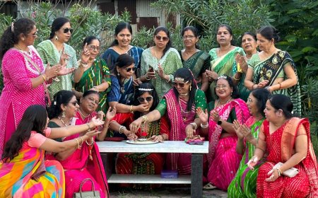 सखी क्लब की सावन पूल पार्टी में बिखरे उत्साह के रंग; लहरिया परिधानों में मनाया फ्रेंडशिप डे और सामूहिक जन्मदिन