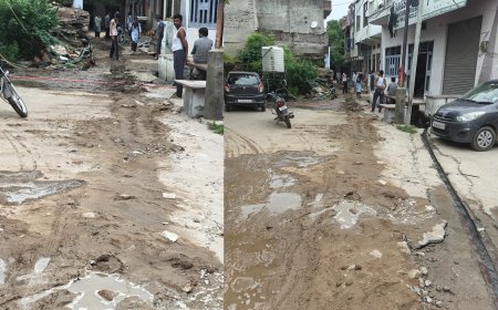 जहाजपुर में जलदाय विभाग की लापरवाही: पाइपलाइन बिछाकर ठेकेदार भूला सड़क की मरम्मत, कीचड़ और गड्ढों में तब्दील हुईं सड़कें
