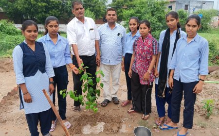 हलैना: बालिकाओं ने पौधारोपण कर लिया 11-11 पेड़ लगाने का संकल्प