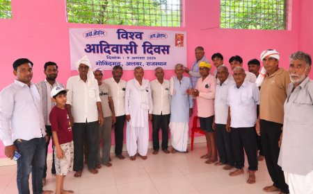 विश्व आदिवासी दिवस पर गोविंदगढ़ में उमड़ा मीणा समाज, जल-जंगल-जमीन के संरक्षण का लिया संकल्प