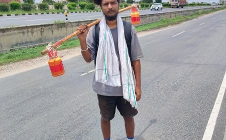 25 दिन में 950 KM की पैदल कावड़ यात्रा: हरिद्वार से गंगाजल लेकर गुरला पहुंचे अंशुल तिवाड़ी
