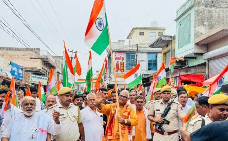 तिरंगा हमारी आन-बान और शान का प्रतीक:बृजनगर में गृह राज्य मंत्री जवाहर सिंह बेढ़म के नेतृत्व में निकली भव्य तिरंगा यात्रा
