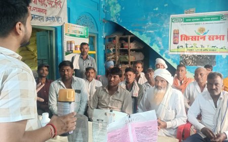 ग्रामसेवा सहकारी समिति अलावडा पर किसान सभा का आयोजन कर ईफ्को एमसी की तरफ से फसल में लगने वाले रोग और उपचार की दी जानकारी
